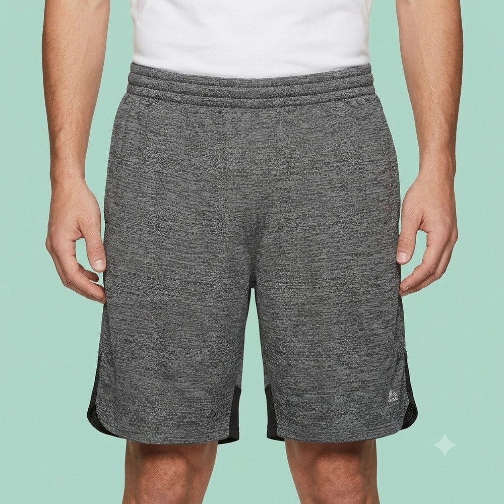 RBX Performance Athletic Shorts Mens L‎ Gray Black Drawstring Workout
